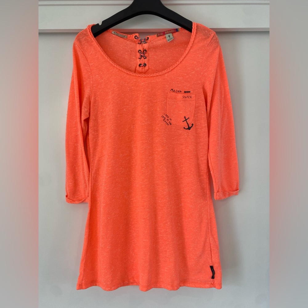 Madison Scotch 3/4 sleeve slub neon T